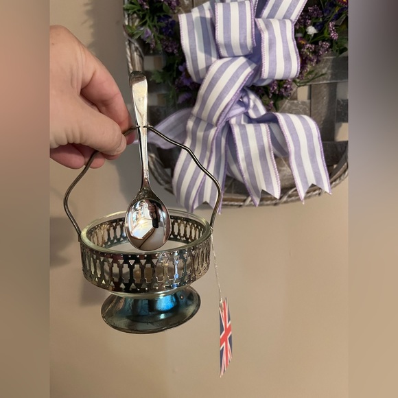 Silverplated & Crystal Glass Jam Dish with spoon by Towle • 1983 • NIB - Picture 5 of 8